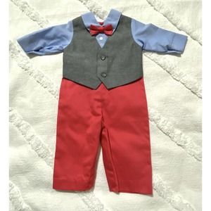 Infant BOYS SUITSIE 3-6mo NEW 1pc Suit LOOKS LIKE 4pc SNAPS ON/OFF